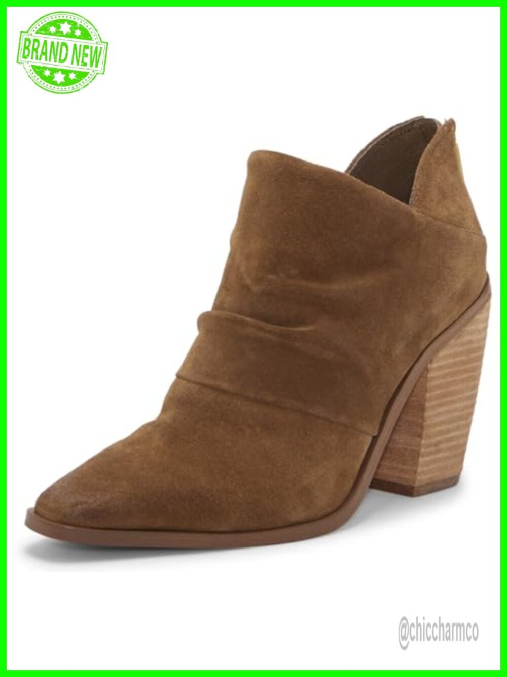 Suede Pointed Toe Ankle Bootie with Stacked Heel - Formal